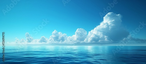 clouds in a blue color sea, over a blue ocean, photo-realistic landscapes