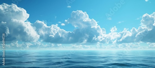 clouds in a blue color sea  over a blue ocean  photo-realistic landscapes