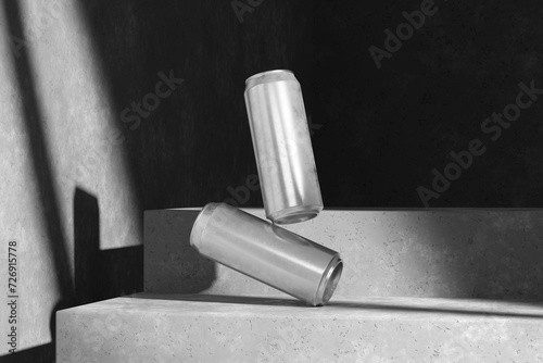 soda can mockup with dark background