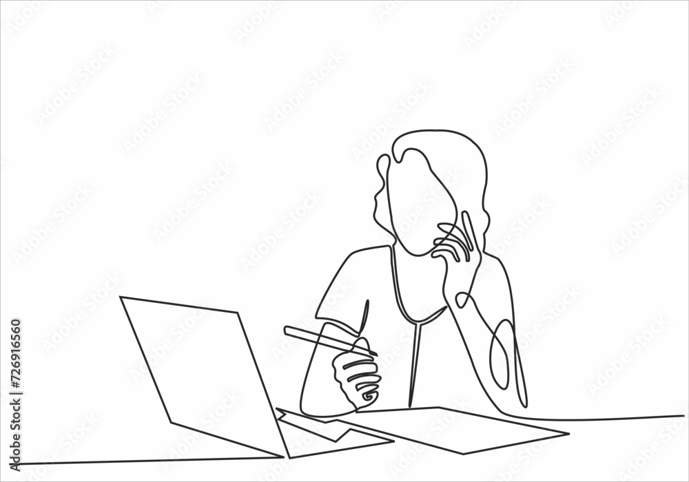 continuous line drawing of standing woman reading book continuous line drawing of standing woman reading book