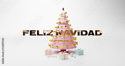 Image of feliz navidad text over christmas tree