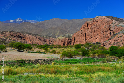 Colorful mountains near the village of La Poma, on the way to the Abra del Acay mountain pass, Salta, northwest Argentina.