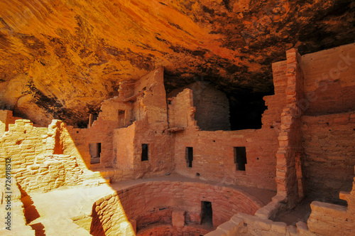 Inside the Cliff Palace ruins, the largest Ancestral Puebloans cliff dwelling in North America, Mesa Verde National Park, Colorado, USA. photo