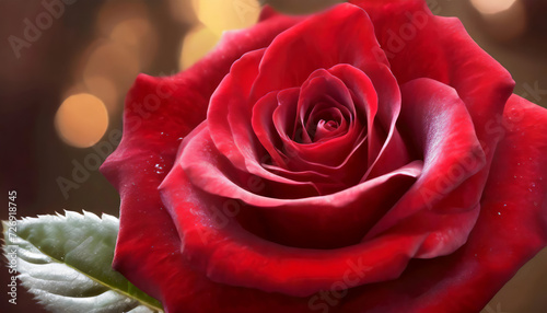 Beautiful red rose flower  closeup