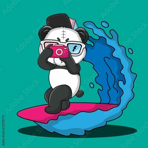 Vector Cute Baby Cartoon Panda Pirate Costume