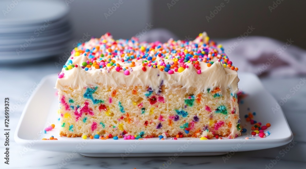 Confetti snack cake with sprinkles and frosting