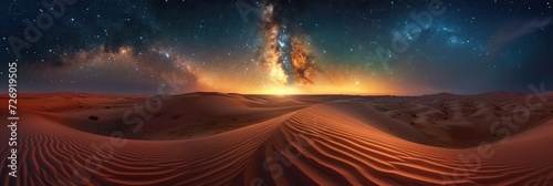 Starry night sky over the desert. High detail. Hyper-realistic photo. photo