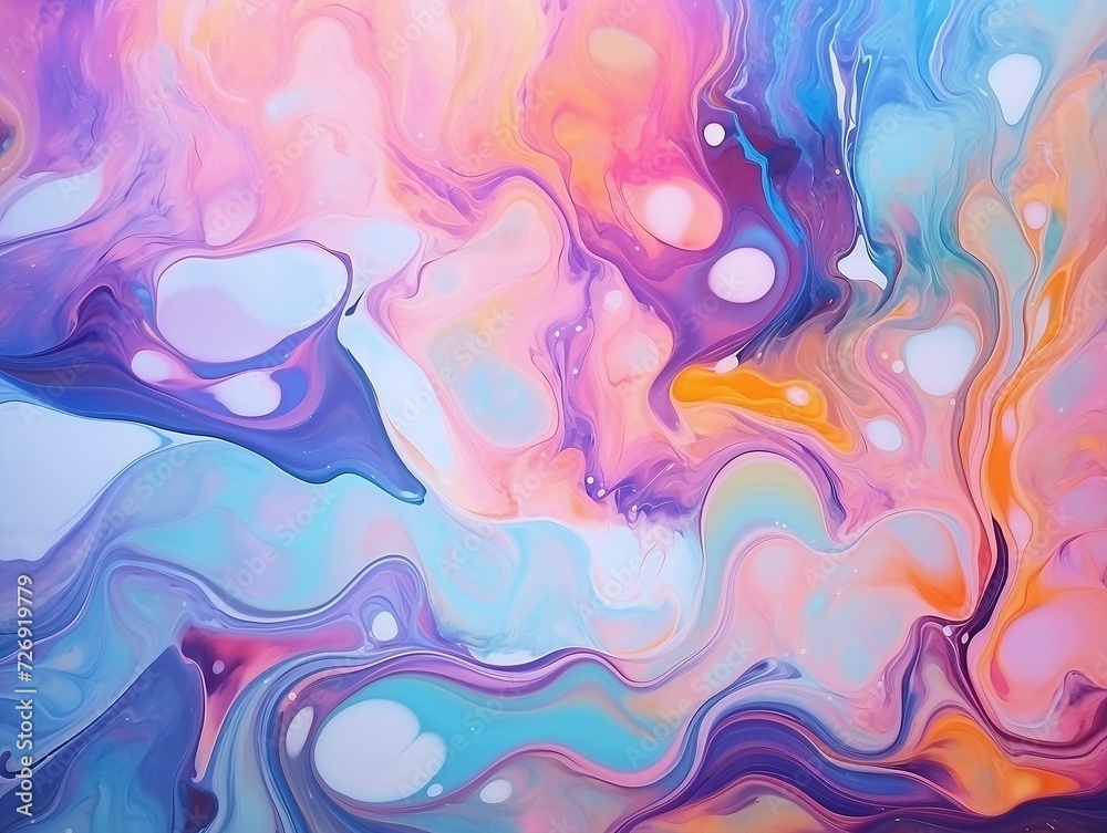 Abstract drawing of colorful liquid that is swirling in a shape