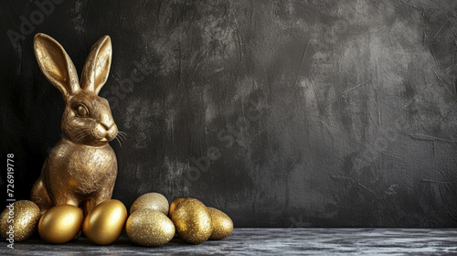 golden easter bunny with golden easter egg