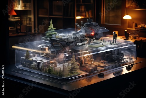  model of the city. Model of the city on the table