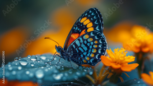 butterfly on flower during Spring in the golden hour light