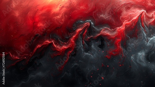 Abstrakte Schmelze: Rot durchzogen im dunklen Grund photo