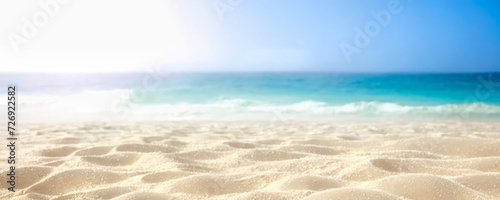Beautiful sandy beach and sea with clear blue sky background Amazing beach blue sky sand sun daylight relaxation landscape . Summer and travel background