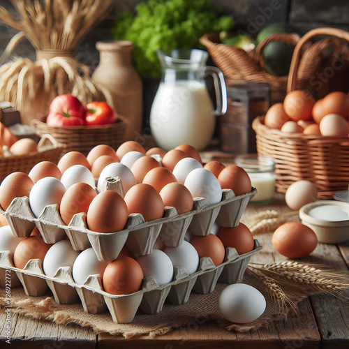 Farm eggs in egg carton photo