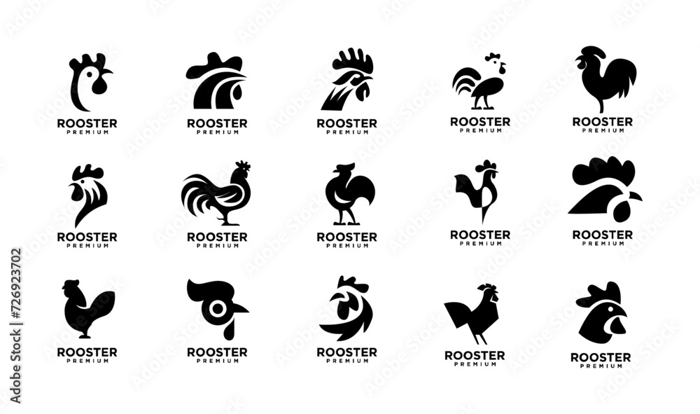 Obraz premium Rooster silhouette icon Vector illustration on white background. template