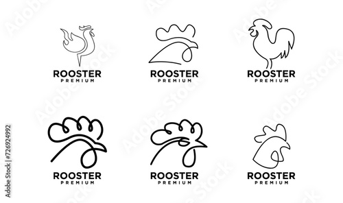 rooster line outline monoline logo vector icon illustration