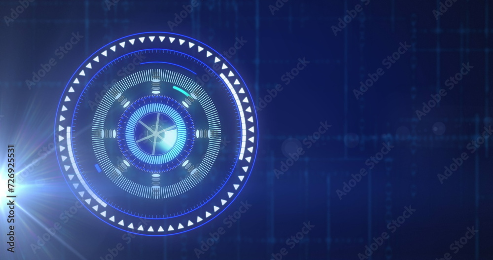 Image of scope scanning and data processing over digital grid Image of scope scanning and data processing over digital grid