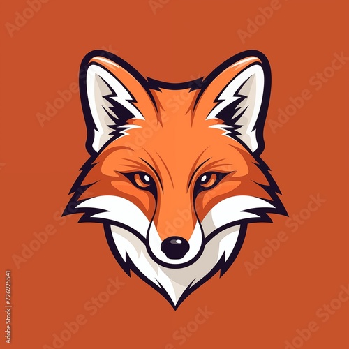 Simple Lineart of Fox Head Isolated on Brown Background. Generative AI