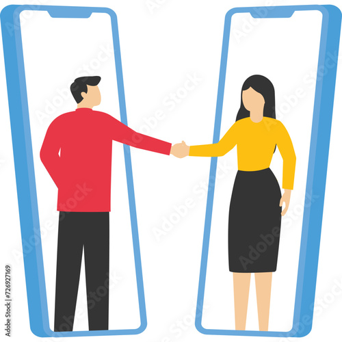 Communication social media marketing for friends, Vector illustration design concept in flat style

