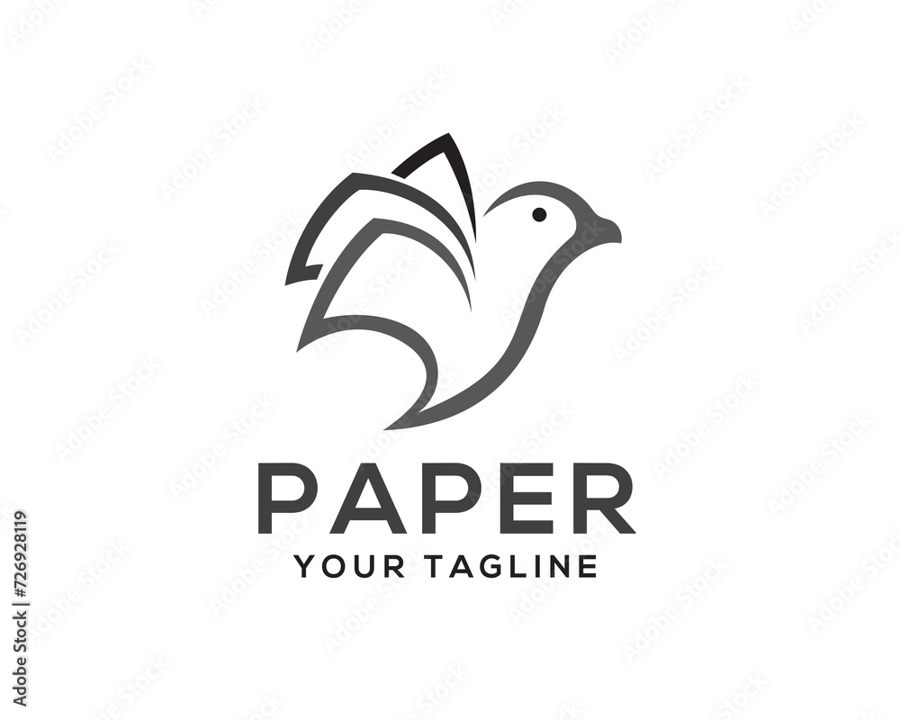 Obraz premium paper bird fly line art logo icon symbol design template illustration inspiration