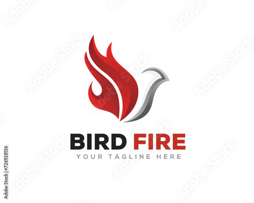 simple elegant fire bird logo icon symbol design template illustration inspiration