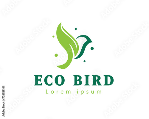 simple flying leaf eco green bird logo icon symbol design template illustration inspiration