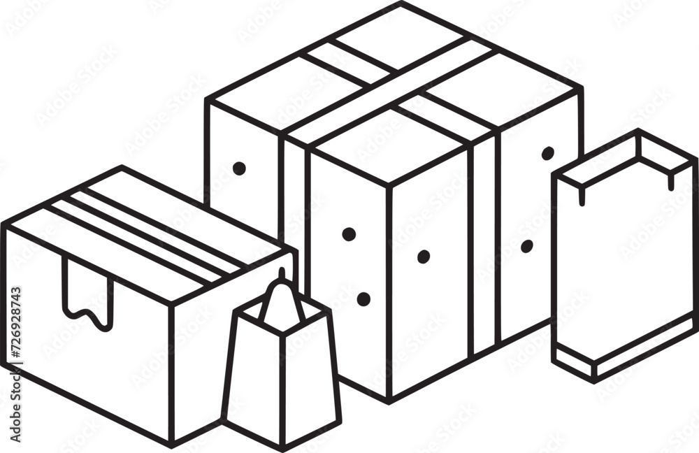 Delivery Box with standard package vector icons. Delivery Box with standard package vector icons.
