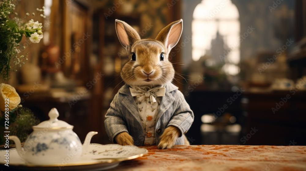Dapper Rabbit Illustration Imagine a dapper rabbit in a velvet smoking jacket, complete with a ...