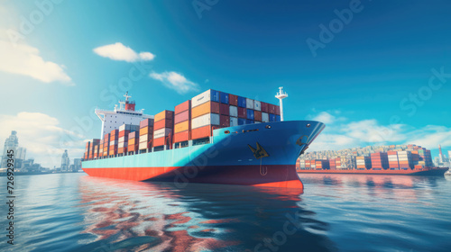 A container ship at sea, a vital player in the global supply chain
