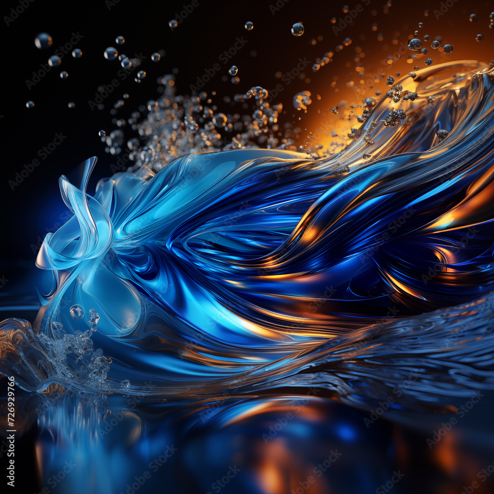 Obraz premium Abstract Blue Wave Technology mobile, web banner. Global cyber network curves concept, blue lines connectivity design for wireless WIFI connection technology or mobile news design by Vita