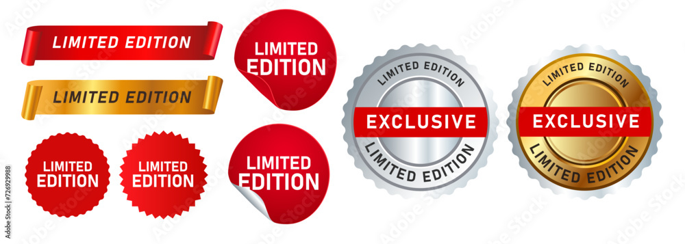 limited edition seal emblem red gild silver label sticker sign offer quality advertising market
