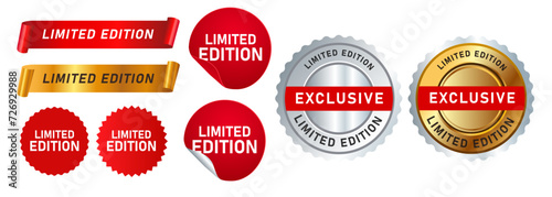 limited edition seal emblem red gild silver label sticker sign offer quality advertising market photo