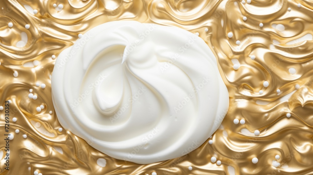Golden Delights. Whipped Cream Close-Up on a Luxurious Background Golden Delights. Whipped Cream Close-Up on a Luxurious Background