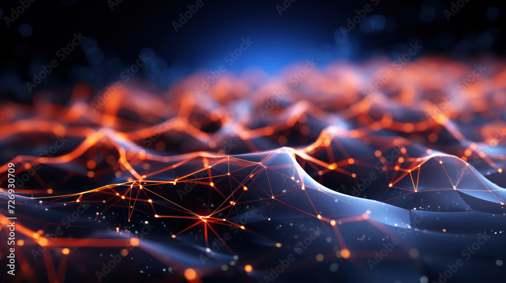 Abstract Light Background with Lines, Energy and Futuristic Design Elements in a Digital Space and dynamic motion, creating a captivating design blending technology and science. Generative AI - obrazy, fototapety, plakaty 