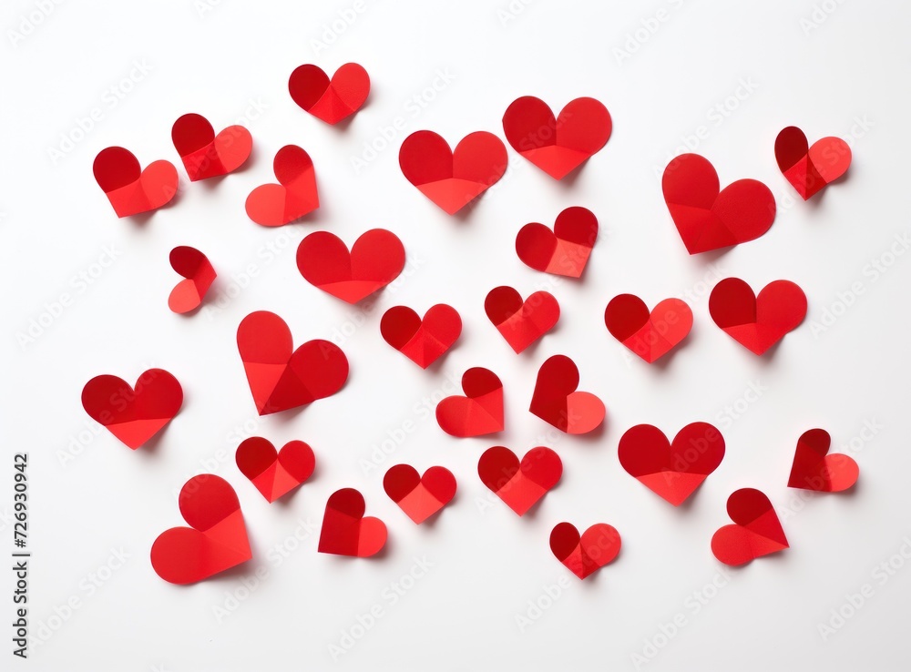 Red heart shapes on white background
