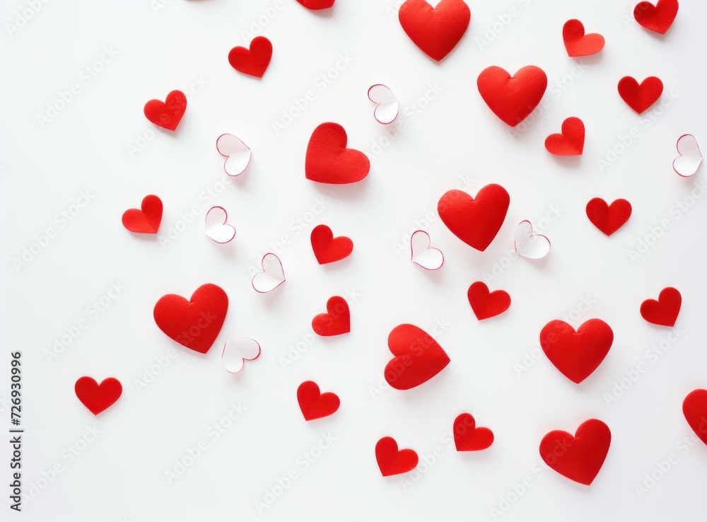 Red heart shapes on white background