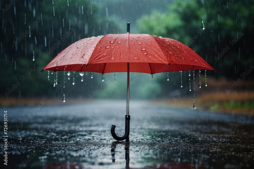 Rainy Day Umbrella Protection Illustration in Black Vector Design