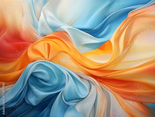 Abstract painting in cool colors with futuristic fabrics waves