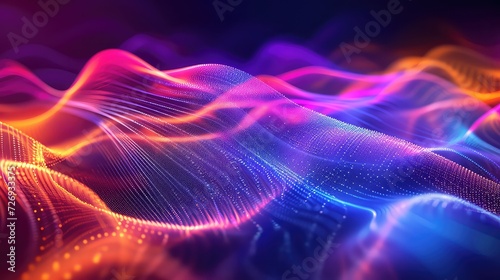 Full Color Computer Technology Concept with Abstract Wave Graph Background, Generative Ai © Sinu