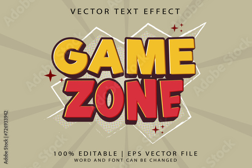 Game Zone 3d cartoon template style premium vector with editable text effect
