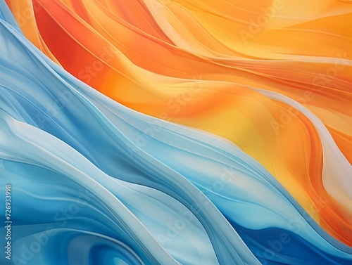 Abstract painting in cool colors with futuristic fabrics waves