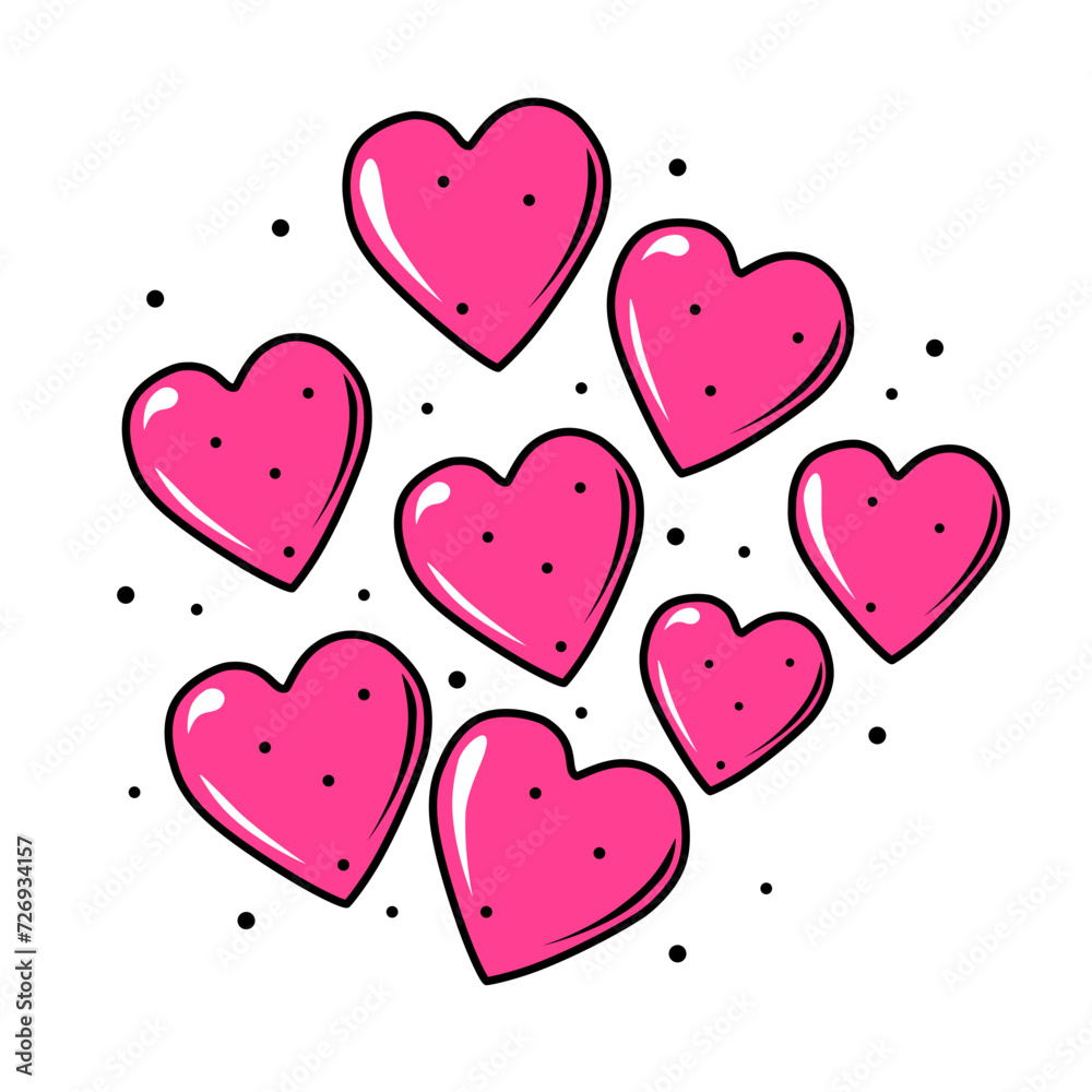 Vector icon heart for Valentine day. Flat design element collection. For greeting card