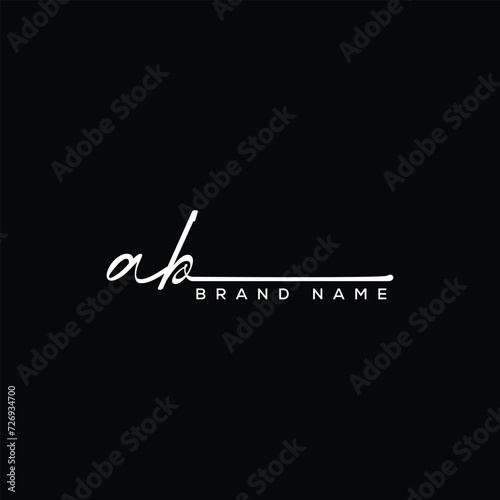 AB letter beauty handwriting vector logo. 
