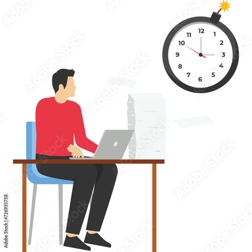 A lot of work to do is a race against time, Vector illustration in flat style

