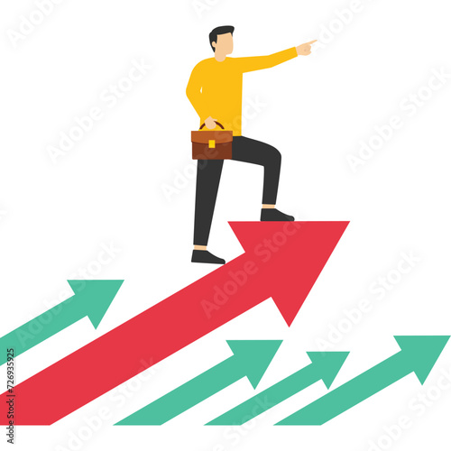 The way forward leader currency aspirations business, Vector illustration design concept in flat style

