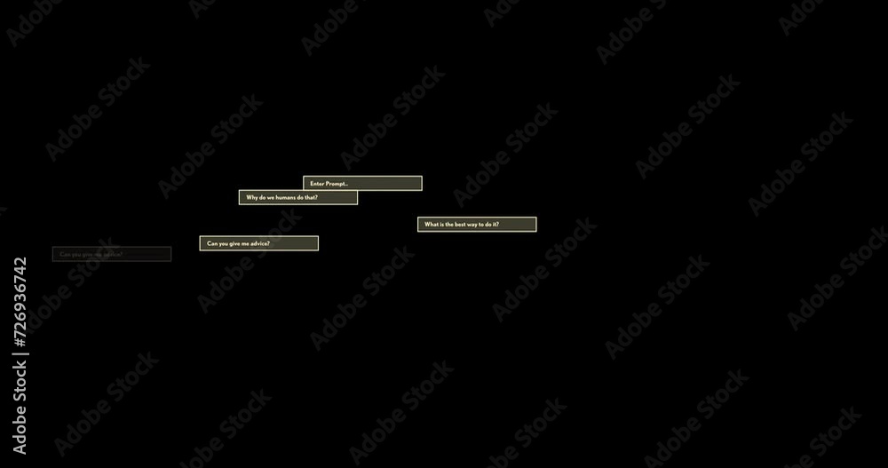 Animation of text and ai data processing over black background Animation of text and ai data processing over black background