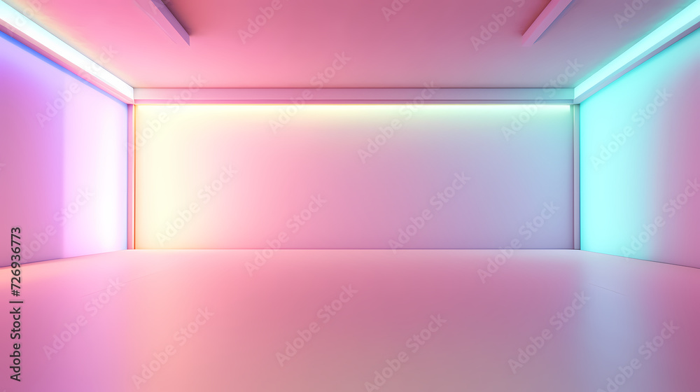 3D space, light shining from above, empty room