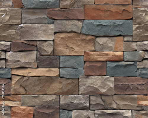 A seamless texture of rock walling material. A stone veneer that is applied to the walls of buildings