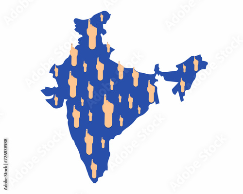 Indian Election Showing Voting Finger on indian map vector illustration