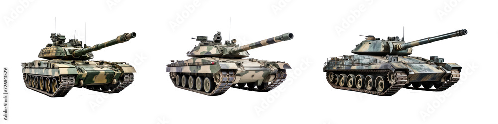 Set of military battle tank on transparency background PNG